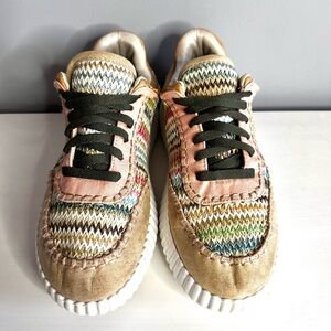 LA STRADA - Women’s Chunky Sole Sneakers, Textured Fabric, Multicoloured, Sz 38